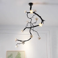 Lustre à fleurs de magnolia tout cuivre Style rétro Wabi-Sabi pour hôtels Nouvel éclairage chinois pour salon salle à manger
