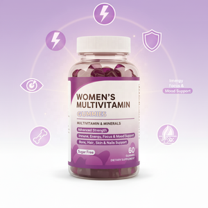 ויטמינים רב-תכליתיים לנשים בוגרות, ללא סוכר, תומכים במערכת החיסון, אנרגיה, מצב רוח, משפרים צפיפות העצם, שיער, עור וציפורניים, תוסף תזונה (OEM/ODM) - Product Image 5