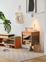 Table de chevet moderne en bois avec 2 tiroirs, piétement conique en métal unique, rangement multi-niveaux, meuble de chambre, décoration intérieure