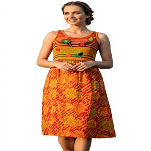 Women's Boho 100% Cotton Digital Printed A-Line <b>Sleeveless</b> <b>Summer</b> <b>Dress</b> Zipper Lace Button Decorations Simple Trendy Item - Product Image 1