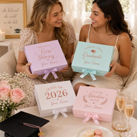 Boîte cadeau magnétique pliable personnalisée avec imprimé floral rose et nœud, boîtes d'emballage en papier pliables avec dorure à chaud pour anniversaire, mariage, fête