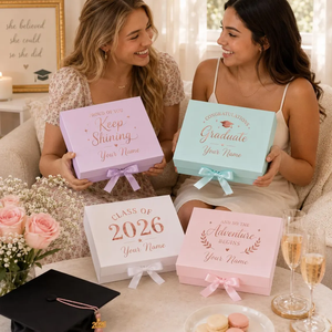 Boîte cadeau magnétique pliable personnalisée avec imprimé floral rose et nœud, boîtes d'emballage en papier pliables avec dorure à chaud pour anniversaire, mariage, fête - Product Image 4