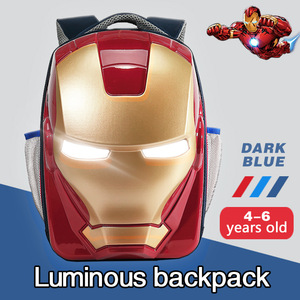 Sac à dos scolaire <span class=keywords><strong>Marvel</strong></span> 3D lumineux Iron Man Spider-Man grande taille pour garçons de 4 à 6 ans avec fermeture éclair tendance - Product Image 3