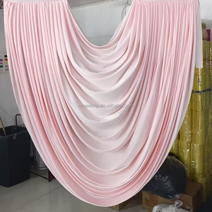 Tirai Latar Belakang Sutra Susu Warna Pink Kustom Muwei, Tirai Lengkung Panggung Model Baroque Swag, Dekorasi Pernikahan - Product Image 1