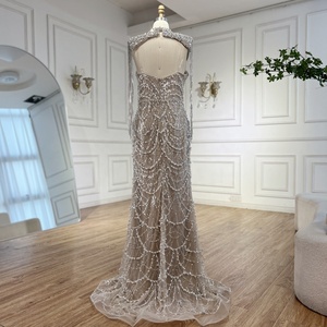 Serene Hill LA72876 여성용 분리 가능한 숄더 케이프 파티 가운이있는 누드 끈이없는 럭셔리 페르시 이브닝 드레스 - Product Image 2