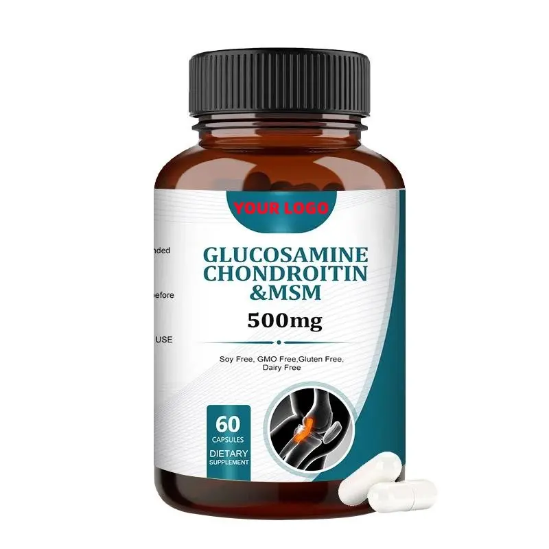 Bổ sung OEM 500mg Glucosamine chondroitin sulfate Natri MSM viên nang Glucosamine Chondroitin MSM nghệ tư nhân