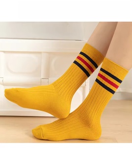 Warm Winter Custom Cashmere Women's <b>Socks</b> Fashion Stripes Design Crew <b>Socks</b> for Women Wholesale High Quality - Product Image 2
