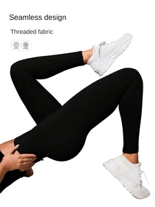 Pantalon de yoga et de fitness pour femme, style européen, <span class=keywords><strong>taille</strong></span> <span class=keywords><strong>haute</strong></span>, longueur cheville, sans couture, en Spandex/Nylon, infroissable, <span class=keywords><strong>taille</strong></span> élastique, 190g - Product Image 2