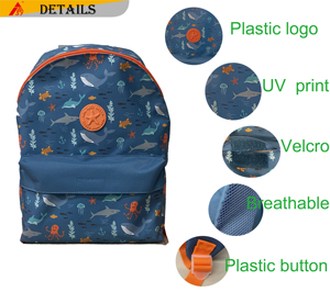 Sacs d'école pour filles de 13 pouces avec des animaux de dessin animé Sac à dos d'étudiant en plein air Mini sac Sac à dos tendance Océan pour enfants - Product Image 4