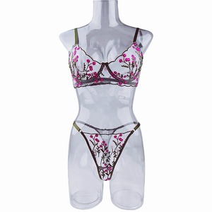 New Fashionable European and American Fun <b>Set</b> <b>Sexy</b> Lingeries Women's <b>Bra</b> Comfortable Embroidered Flower Underwear - Product Image 5