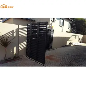 JHR Around The Corner Gate Guides and Accessories Aluminum Customized Powder Coating Garden Fence Curved Side Sliding Gate Metal