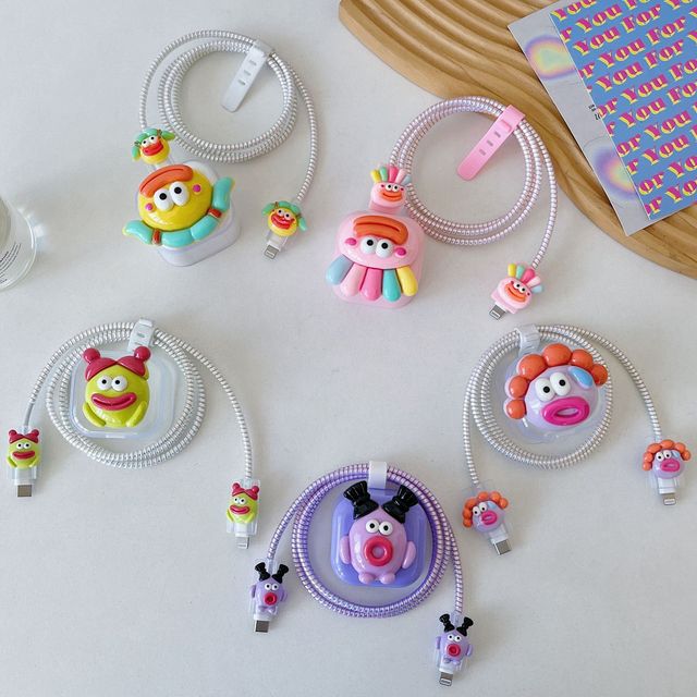 Cartoon Ugly Cute Big Mouth Monster for 20W British Standard 3 Pin Charging Head Data Cable Protector case