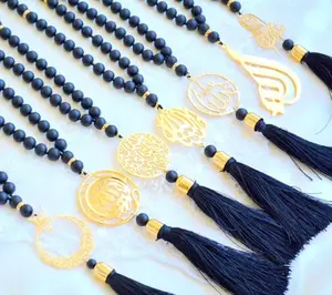 영감을 주는 주얼리 블랙 무슬림 묵주 33개의 성스러운 구슬 오닉스 남성 이슬람 스톤 무슬림 기도 구슬, 이슬람 말라 펜던트 주얼리 도매 - Product Image 2