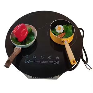 Table de cuisson à induction à trois brûleurs avec plaque en verre ronde, cuisinière à induction électrique écoénergétique - Product Image 2