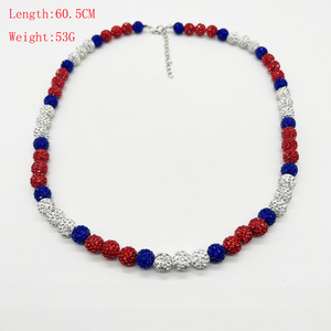 Vente en gros de colliers croisés pour garçons collier de baseball personnalisé réglable en cristal brillant avec perles en strass - Product Image 1