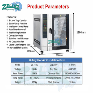 Horno de Convección Eléctrico Profesional de 8 Bandejas con 16kW de Potencia, Circulación de Aire Caliente, Control Táctil, Equipo de Horneado con Certificación CE - Product Image 3