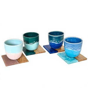 Handmade Resin River Acacia Wood Coaster Set Luxury Wooden Drink Coasters for Hot & Cold Beverages from india - Product Image 1