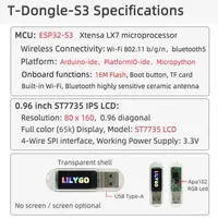 Carte de développement ESP32-S3 T-Dongle-S3 avec écran LCD ST7735 de 0.96 pouces Prise en charge de la carte TF Bluetooth WiFi
