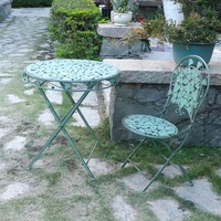 Ensemble de table et de chaises à café et à thé de style européen moderne, pliable, en fer PE, meubles d'extérieur pour balcon et jardin, 3 places