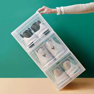 Boîtes de rangement en plastique transparentes pour chaussures, empilables, multifonctions, à rabat, pour le rangement à domicile, vente en gros - Product Image 5