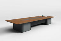 Ensemble de bureau pour la maison moderne CEO Spanish Art Style noyer réglable avec détails en cuir brossé