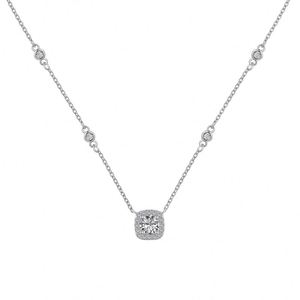 Dylam Classic Design Fine Fashion S925 Silver Link Chain Square 5A Cubic Zircon Pendant Necklace for <b>Gifts</b> Daily Wear Jewel - Product Image 1
