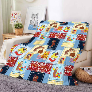 Manta de Franela Suave y Cálida con Diseño de Mono Curioso de Dibujos Animados Retro Personalizada al por Mayor para Invierno - Product Image 1
