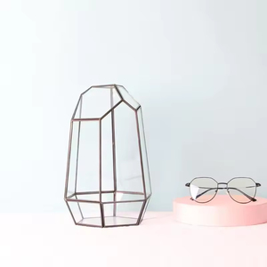 Vases à fleurs en verre transparent pour la <span class=keywords><strong>d</strong></span>écoration de la maison et du mariage avec design géométrique en métal de style Art <span class=keywords><strong>d</strong></span>éco pour pièce maîtresse ou <span class=keywords><strong>terrarium</strong></span> - Product Image 2