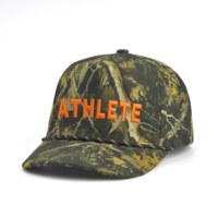 Topi Tali Camo dengan Logo Kustom Bordir Kamuflase, Topi Baseball 5 Panel, Topi Snapback Camo Model A-Frame untuk Pria