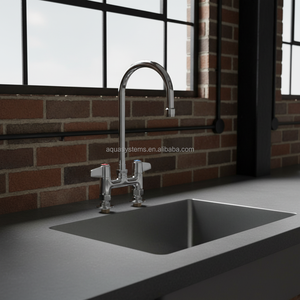 Robinet mélangeur de cuisine en laiton chromé, nouveau robinet mélangeur de cuisine flexible à double poignée monté sur comptoir - Product Image 4