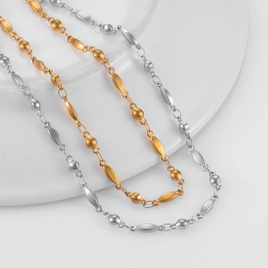Collier en acier inoxydable imperméable, nouvelle chaîne faite à la main, couleur or ronde, bijoux de mode pour femmes - Product Image 1