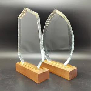 AV051 Penghargaan Kayu Kaca Kristal Bisnis Berkualitas Kustom untuk Ukiran