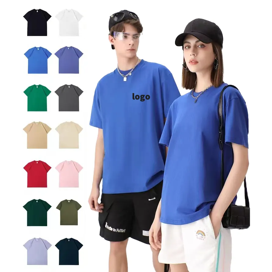 Camisetas personalizadas sem costura de alta qualidade de algodão respirável 230g cor sólida para homens camisetas de rua grandes