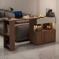 Table de bar extensible en bois massif, table îlot avec rangement pour petit appartement, meuble de séparation de salon