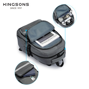 Kingsons <b>Backpack</b> Large Capacity Laptop Bag For Men Travel Casual Fashionable Gray <b>Black</b> White Off White Solid Color - Product Image 4