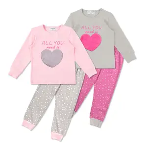 Bộ Quần Áo Ngủ Cho Bé Gái, Bộ Pijama Đồ Ngủ Trẻ Em Hình Hoạt Hình Áo Thun Dài Tay Cho Bé Gái 2 Món