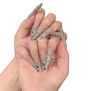 <span class=keywords><strong>Uñas</strong></span> Acrílicas de Lujo Hechas a Mano, Diseño 3D para Novias, Forma de Ataúd, <span class=keywords><strong>Uñas</strong></span> Postizas con Diamantes Brillantes, Nuevo Diseño Explosivo - Product Image 5