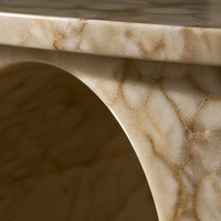 Table d'appoint arquée en marbre Calacatta, table en pierre naturelle, table de chevet