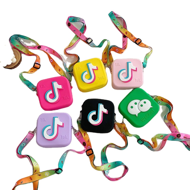 Привлекательная силиконовая сумка через плечо для маленькой девочки, кошельки, милые мини-сумки принцессы Tik Tok с цветным ремешком