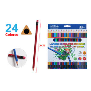 Ensemble de crayons aquarelle 24 couleurs HB avec gommes Emballage hexagonal en plastique et boîte en papier pour fournitures d'art et d'artisanat - Product Image 1