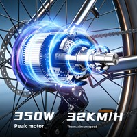 Vélo de Montagne Électrique Transfrontalier Direct Usine 26 Pouces 7 Vitesses Moteur Moyeu Arrière 350W Batterie Lithium 36V Autonomie 45-55km