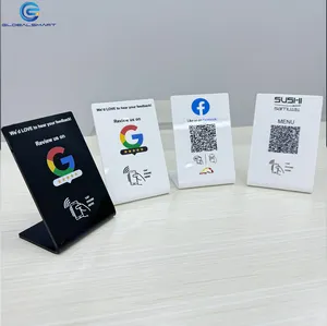 Custom Acrylic Google Review NFC Table Stand Display Qr Code For Restaurant Menu Instagram Facebook Whatsapp Linkedin