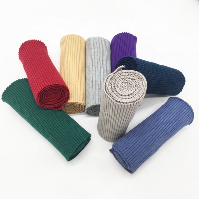 2x2 High Quality 110*16cm  Cotton Flat Knitting Rib Fabric for Down Jacket Collar , Cuffs and Hem