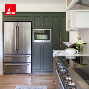 Gabinetes de Cocina Lacados en Verde Gris y Café Personalizados Allad, Organizador de Cocina de Melamina Mocha Shaker con Gabinete de Almacenamiento - Product Image 3