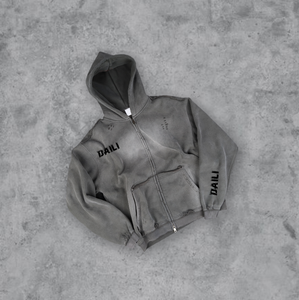 Sudaderas con capucha con logotipo estampado personalizado ecológico con cremallera de gran tamaño y peso pesado de calidad de lujo en blanco lavado de 100% algodón para hombre - Product Image 5