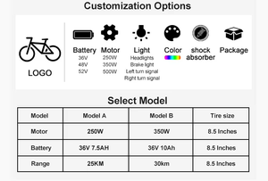 Vélo électrique <span class=keywords><strong>pliable</strong></span> à pneus larges en alliage d'aluminium avec batterie au lithium sans balais 1000W pour adultes - Product Image 5