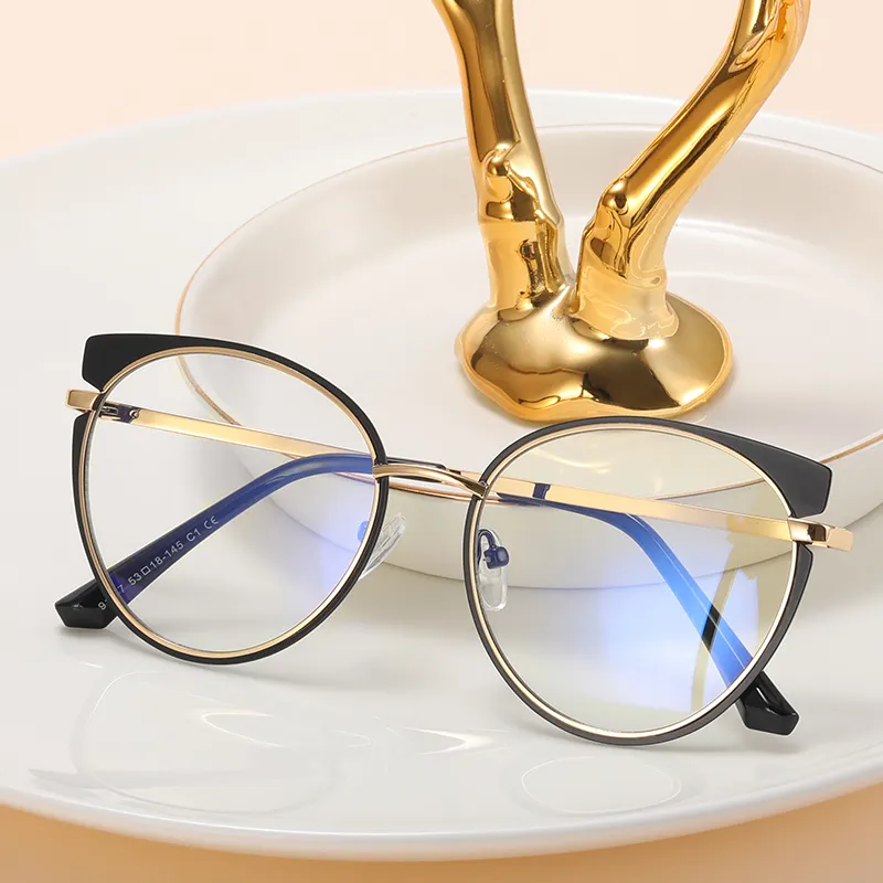 MS 91237 독특한 여성 안경 프레임 안경 고양이 눈 프레임 트렌디 블루 라이트 차단 아름다운 컬러 프레임