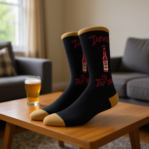 Calzini da uomo a metà polpaccio 40-45 neri con design a birra per uso casual - Product Image 2