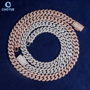 Precio de Fábrica Cadena Cubana de Plata de Ley S925 con 2 Filas de Moissanita VVS Certificada GRA, Estilo Hip Hop Iced Out, Collar de 13MM de Ancho - Product Image 5