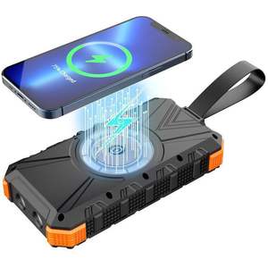Banco de Energía Solar Portátil de Ultra Gran Capacidad de 20000 mAh, Transparente, Magnético, Inalámbrico, con Doble Luz de Camping, <span class=keywords><strong>Precio</strong></span> de Fábrica - Product Image 1